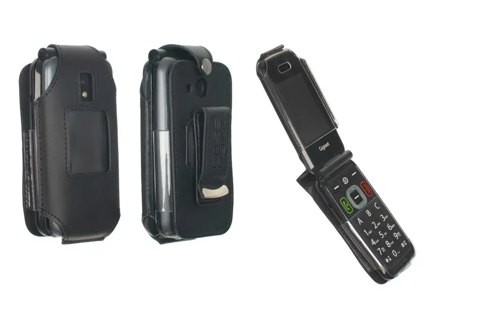 caseroxx Gigaset GL7 borsello pelle nero con clip cintura
