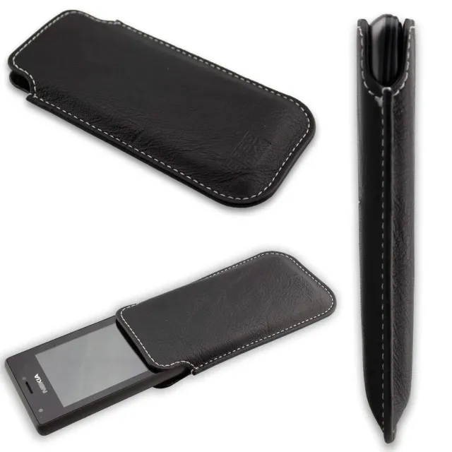 caseroxx Business-Line custodia Nokia 216 nera finta pelle