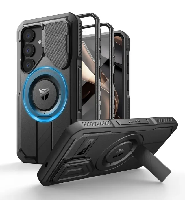 Dexnor Galaxy S25 cover nera antiurto con stand