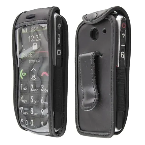 caseroxx Pure V25 fondina pelle vera nera clip cintura finestra