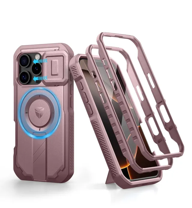 Dexnor iPhone 16 Pro custodia rosa con cover camera MagSafe