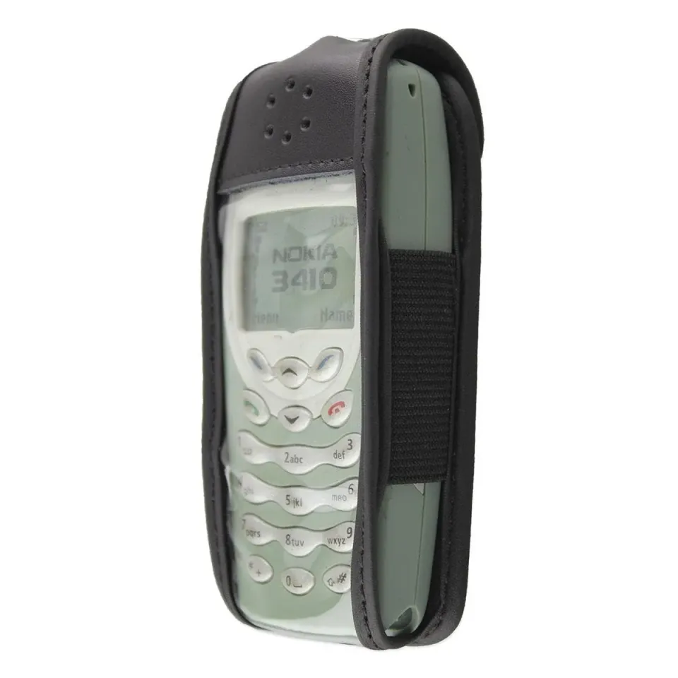 caseroxx Nokia 3410 fodero pelle nera clip cintura