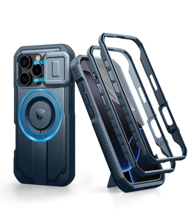 Dexnor iPhone 16 Pro cover blu copri-fotocamera MagSafe