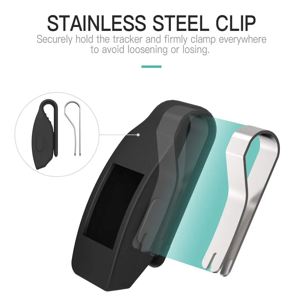 MoKo Fitbit Inspire HR Ace 2 clip silicone 2 pezzi nero blu