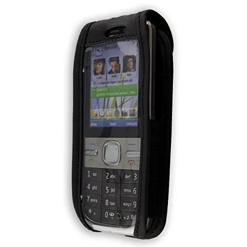 caseroxx Borsello Pelle Nokia C5-00 Nero con Clip Cintura