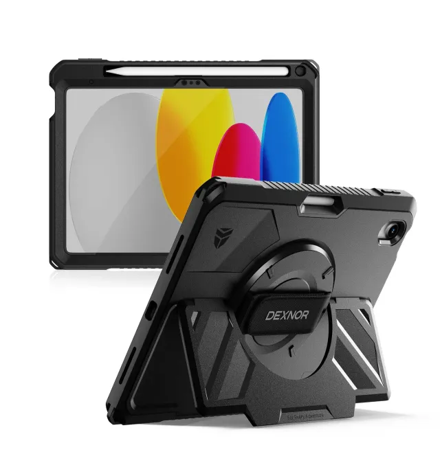 Dexnor iPad 10 10,9" custodia rugged nera mano