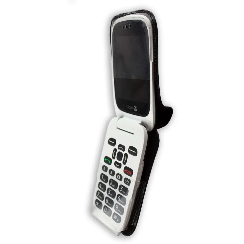 caseroxx Doro 6520/6521 custodia cintura pelle nera finestra
