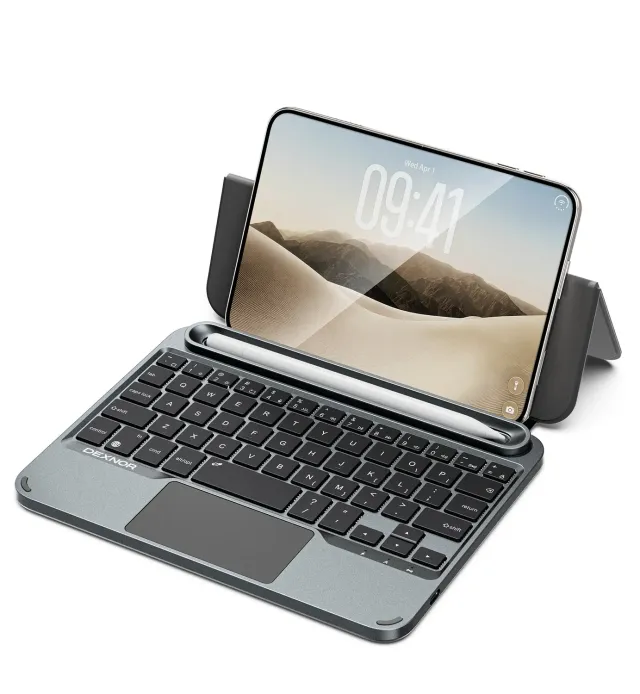 Dexnor iPhone Duo custodia tastiera grigia bluetooth touchpad