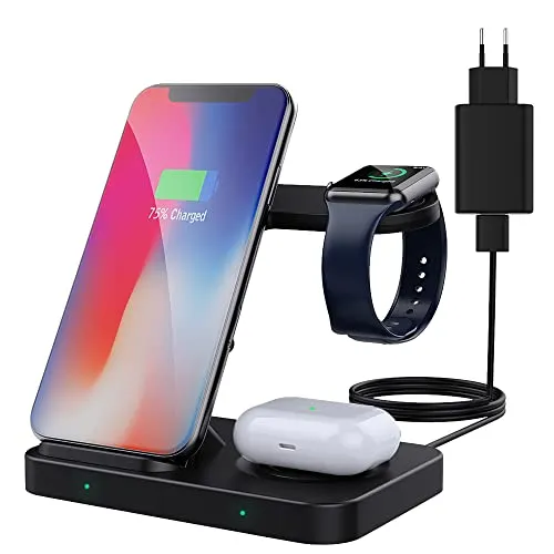 MoKo 3in1 stazione ricarica wireless Qi 10W nera