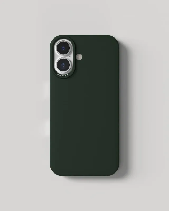 Nudient Thin Case cover iPhone 16 Moss Green MagSafe sottile