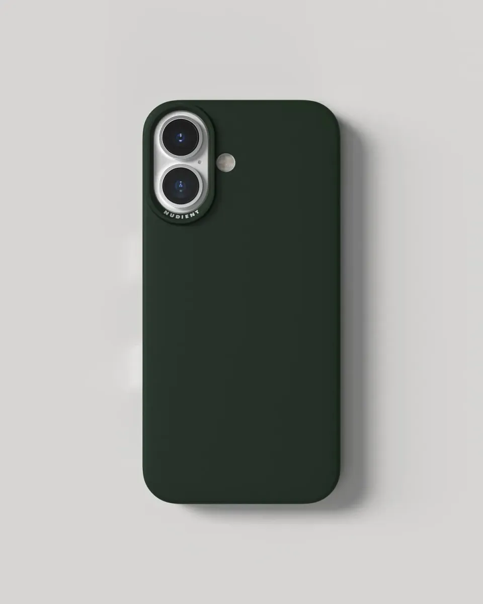 Nudient Thin Case cover iPhone 16 Moss Green MagSafe sottile