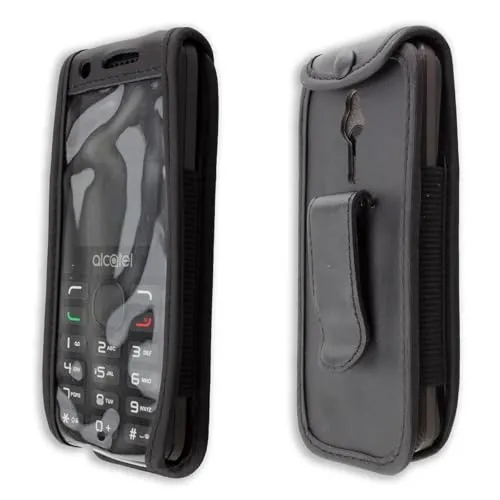 caseroxx Borsa Pelle Alcatel 20.38X custodia cintura nero vera pelle