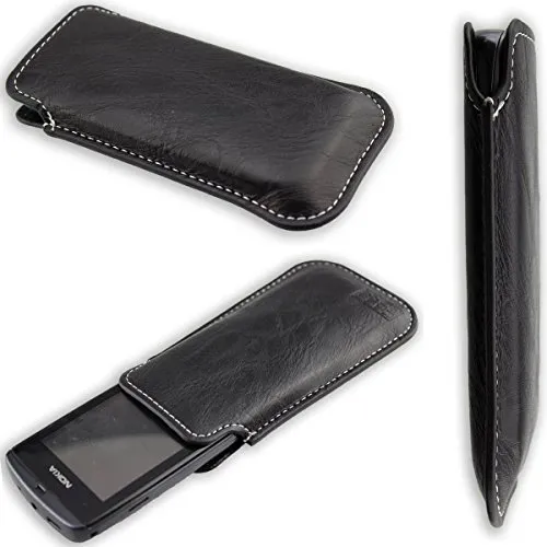 caseroxx Nokia Asha 300 tasca Business finta pelle nero