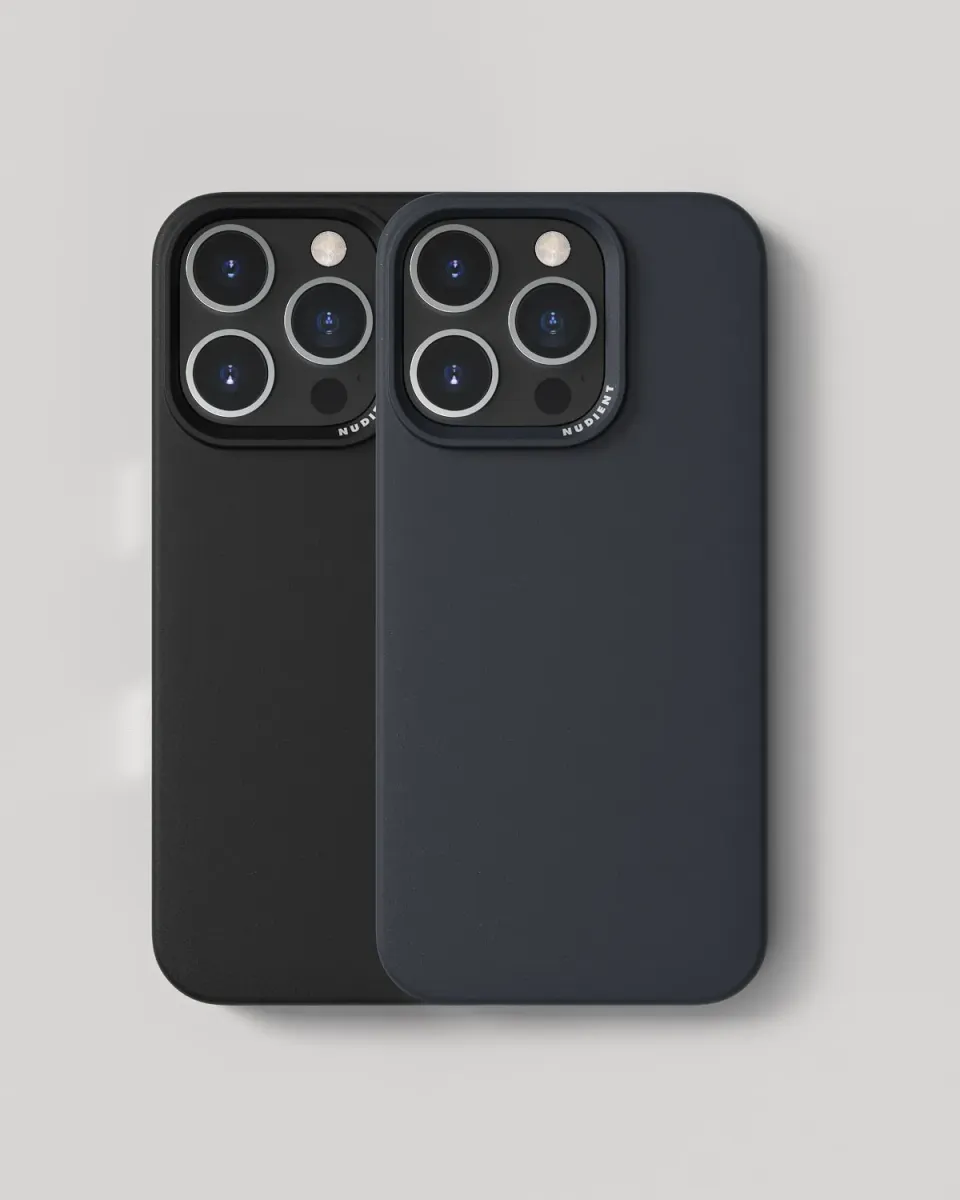 Nudient Thin Case iPhone 16 Pro cover doppia Ink Black Blue sottile