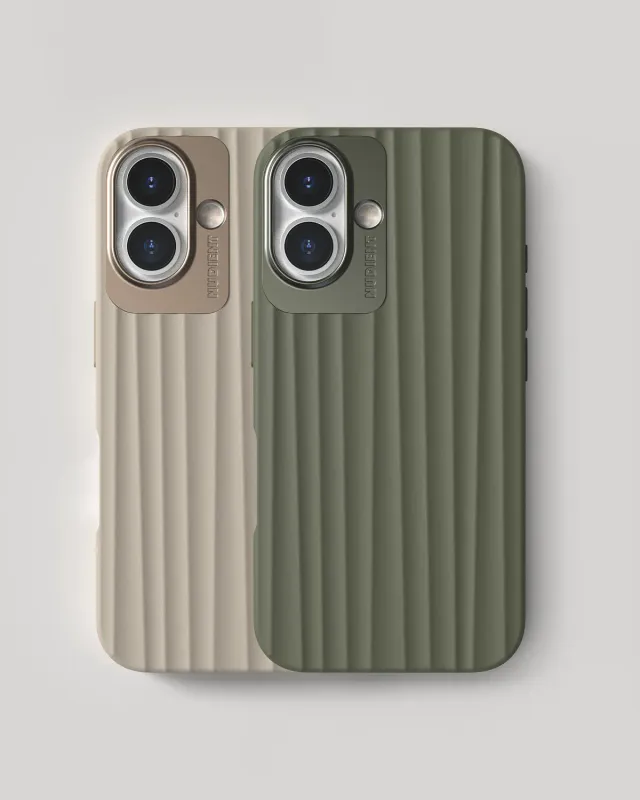 Nudient Bold Case iPhone 16 cover 2 pezzi beige verde antiurto