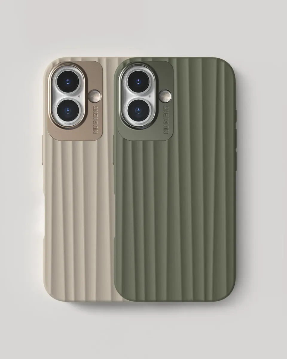 Nudient Bold Case iPhone 16 cover 2 pezzi beige verde antiurto