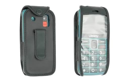 caseroxx Seniorenhandy 2,4 borsa pelle cintura nera finestra