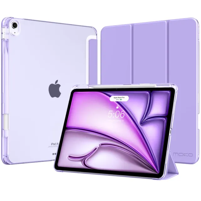 MoKo iPad Air 13 M4/M3/M2 custodia lilla con portapenna