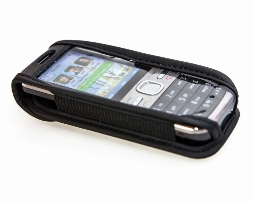 caseroxx Borsello Pelle Nokia C5-00 Nero con Clip Cintura