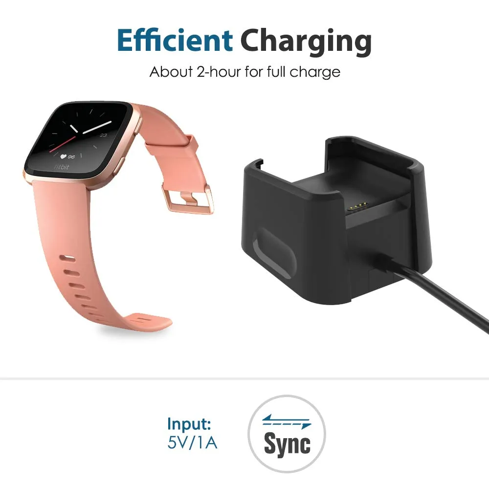MoKo Caricatore Fitbit Versa 2 nero 2 pezzi USB