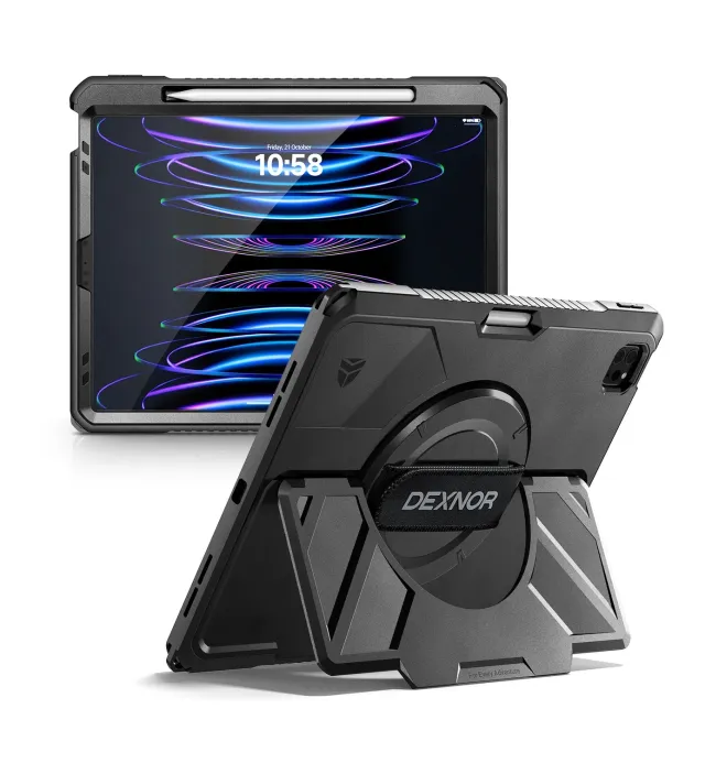 Dexnor iPad Pro 12.9 2022 cover nera con tracolla