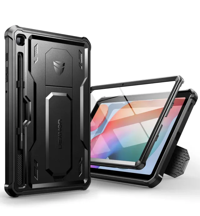 Dexnor Galaxy Tab S6 Lite Cover nera rugged con porta-penna
