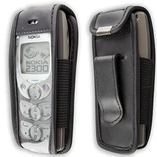 caseroxx tasca Nokia 2300 vera pelle nera con finestra