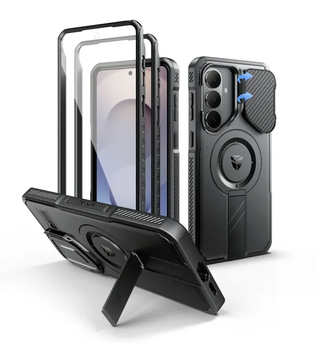 Dexnor Galaxy S26 Plus Cover Antishock Nera MagSafe con Stand