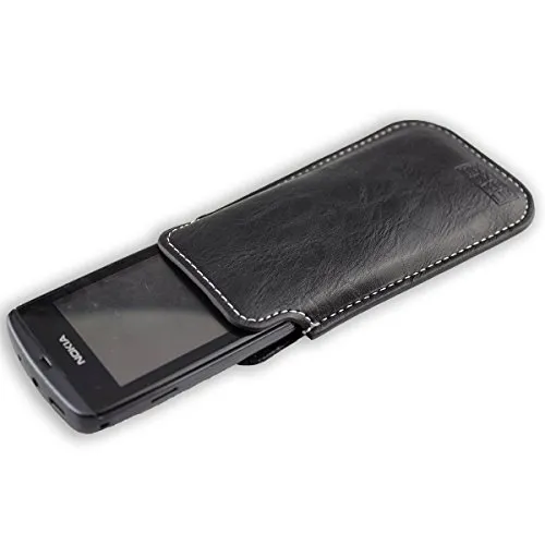 caseroxx Nokia Asha 300 tasca Business finta pelle nero