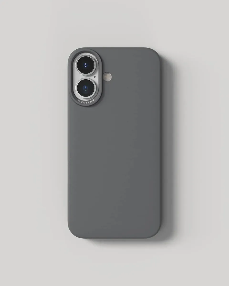 Nudient Thin Case cover iPhone 16 grigia magnetica