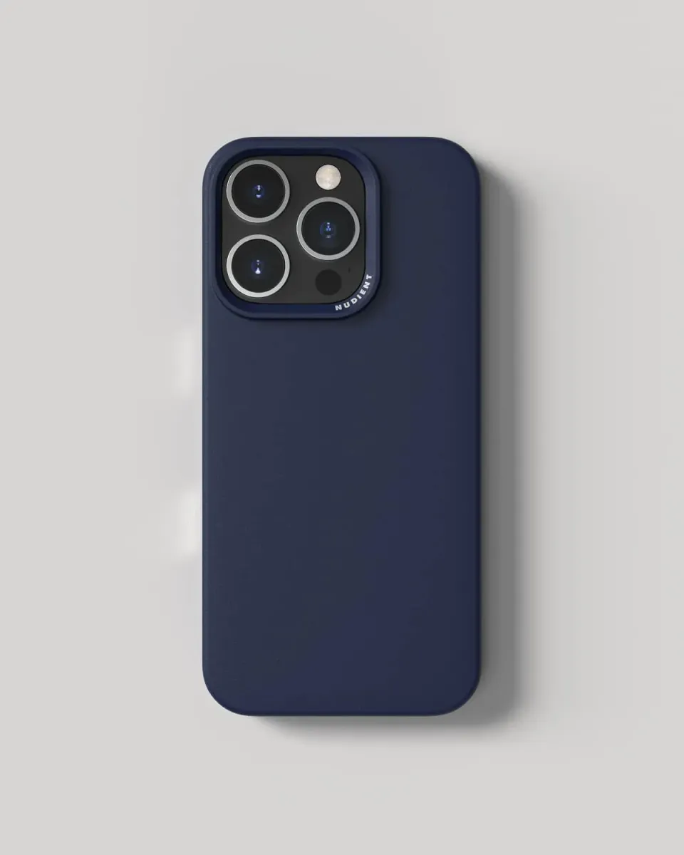 Nudient Thin Case cover iPhone 16 Pro blu senza MagSafe sottile