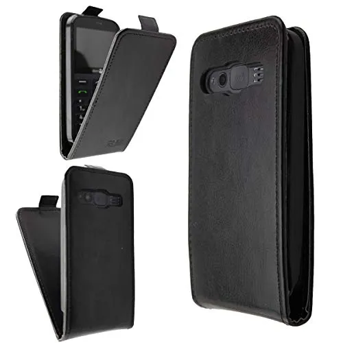 caseroxx Flip Cover Doro 1370 1372 Custodia Nera