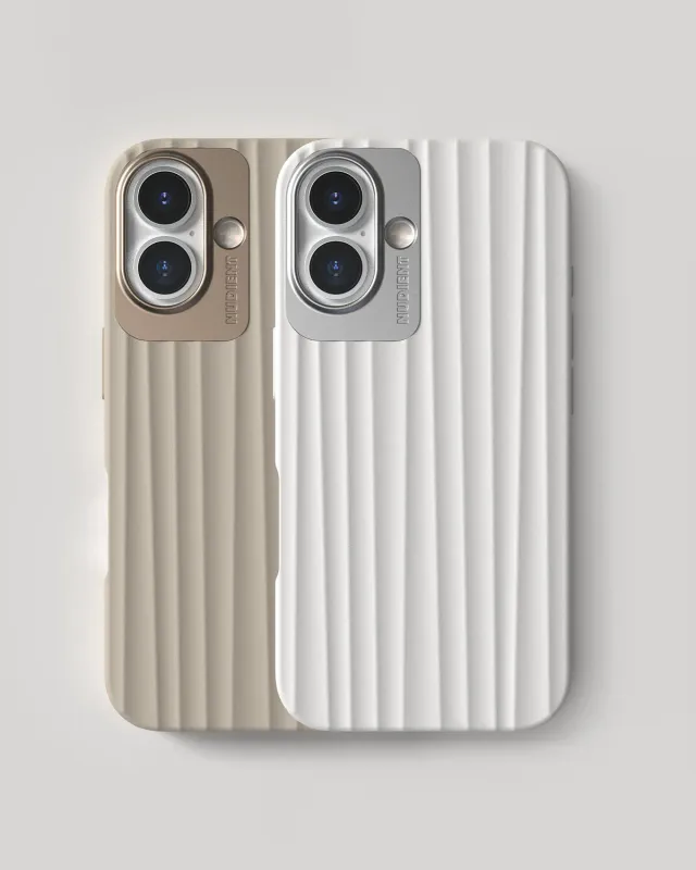 Nudient Bold iPhone 16 cover Linen Beige Chalk White