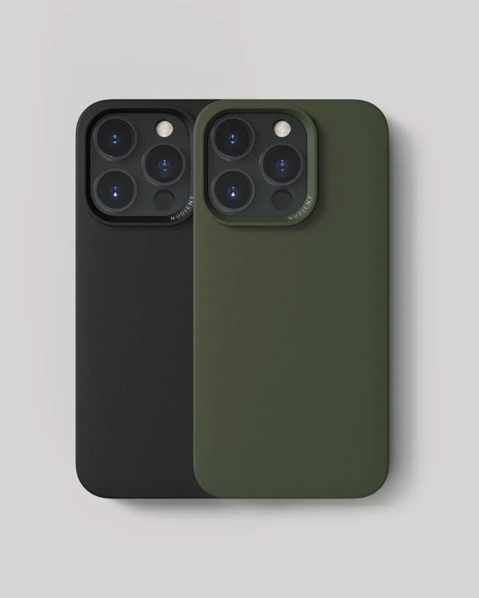 Nudient Thin Case iPhone 14 Pro custodia nero verde 2 pezzi